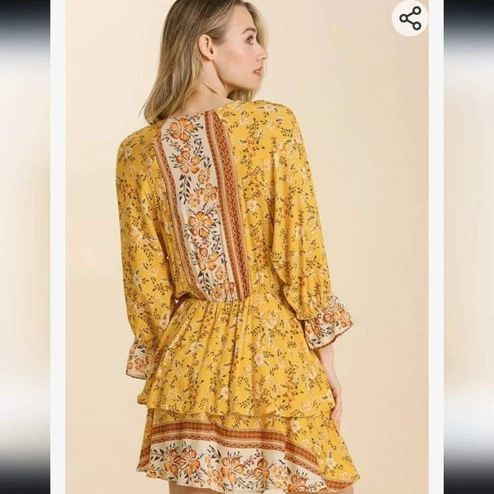 Umgee Floral Print Layered Dress - Picture 3 of 8